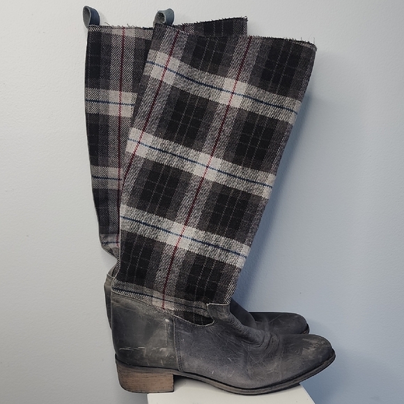 Charles David Chic Plaid Tall Boots in Black and Gray Size 8.5 - Picture 1 of 8